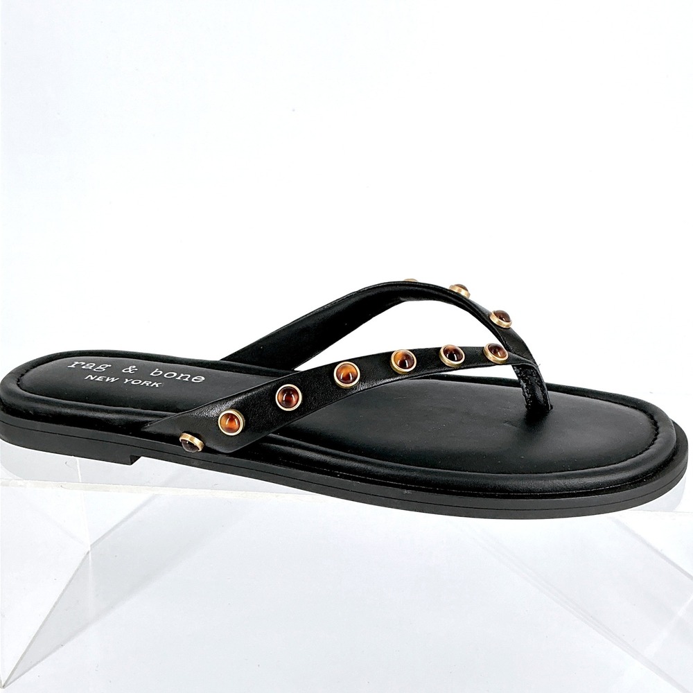 Rag & Bone Size 40 US 9.5 Black Leather Thong Sandals Flip Flops NEW Gia $248